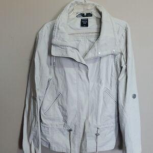 Women's FOJ French Dressing Zipper And Button Cream Jacket Size Large